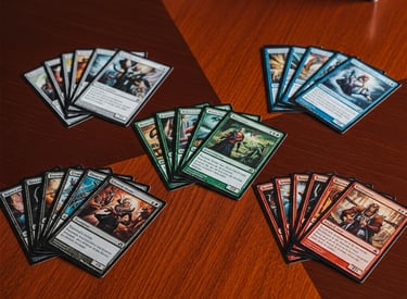 Themed Lots of Cards shown on a table.