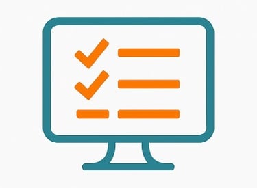 a computer monitor screen with a check mark on it