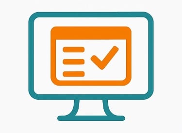 a computer monitor screen with a check mark on it