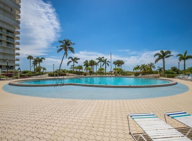 Heated swimming pool at Southseas Condo