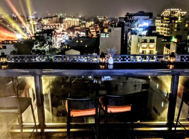 Incredible view from the starlight baron the 12th floor of the Aurora Premium hotel Hanoi Vietnam