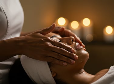 Woman having a facial