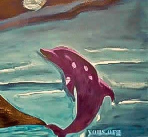 Starry Night with Dolphin Painting by Yous at Granville Studio