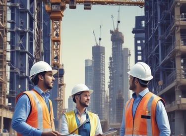 A modern office building under construction with scaffolding.