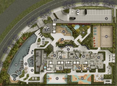 Implantação dos Itens de Lazer do Beyond Residence