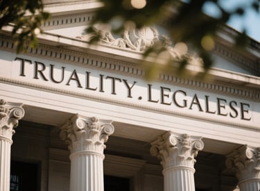 a court house with the name truality.legalese on it