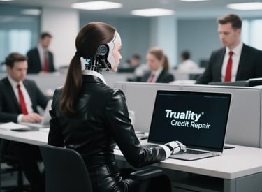 an office full of  credit repair representatives