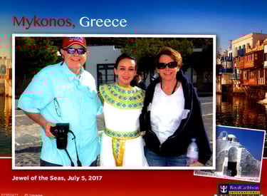 Lady and The Pirate disembark at Mykonos Island in Greece