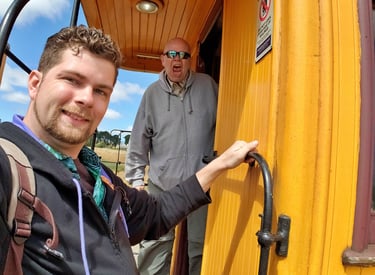 Steven joins The Pirate on the Taieri Gorge Train in New Zealand