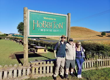 Lady and The Pirate join Steven at the Hobbiton Movie Set in New Zealand