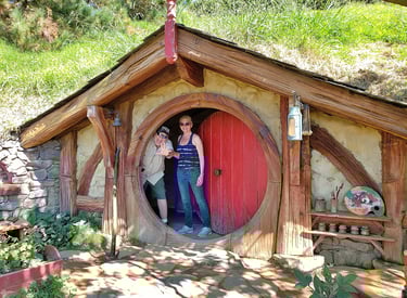Lady and The Pirate love their new hobbit-hole in Hobbiton, New Zealand