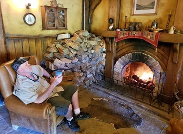 The Pirate enjoys an ale in Hobbiton, New Zealand