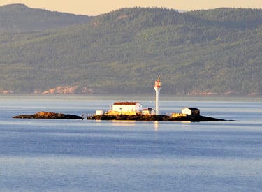 A lighthouse guides The Pirate home in Icy Strait Point, Alaska