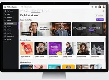 VideoCreator interface with diverse video templates.