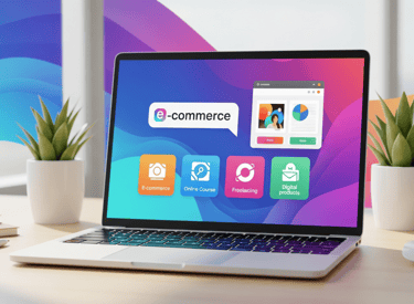 Online business ideas on a laptop