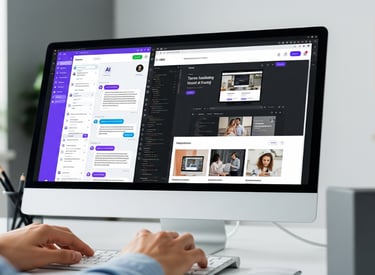 A person chatting with an AI on a computer to build a website in real time