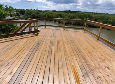 lumber wood deck after being sealed