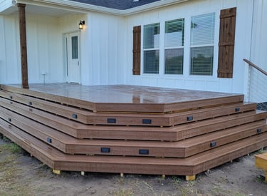 composite deck stainless steel handrail low voltage lights