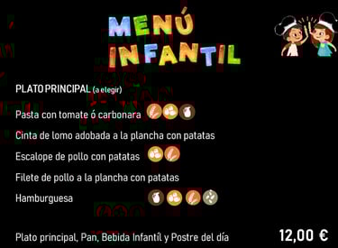 menú infantil
