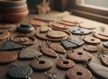 Aretes de cerámica en frío que representa la cultura de Perú.