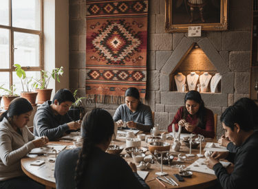 Turistas aprendiendo clases de ceramica avanzado en Cusco