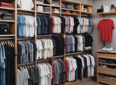 photo of blue crew-neck tops