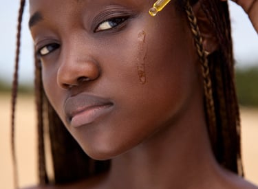 a woman with a yellow liquid in her hair