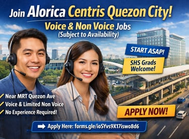 Alorica Centris Quezon City Centrix Hiring BPO Jobs Call Center WFH Work From Home