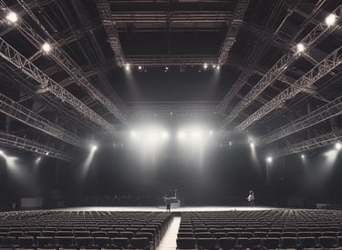 a stage with rows of empty seats