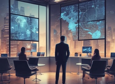 Purple glowing card with futuristic glass effect highlighting disruptive innovation