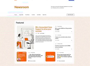 Screenshot of BILL newsroom