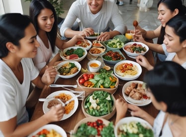 A vibrant group of diverse people enjoying a peaceful outdoor gathering.