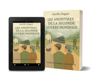 Mockup du roman historique "Les anonymes de la seconde guerre mondiale" de l'auteure Aurélie Dugast