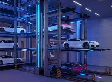 a car park with a lot of cars parked in it