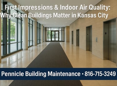 Shiny floors and clean carpets in a Kansas City commercial building maintained by Pennicle Building Maintenance.