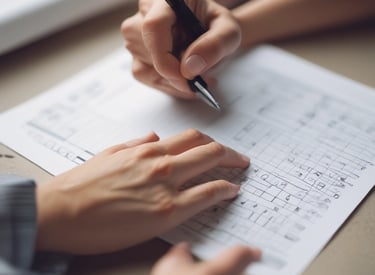 Manos de persona haciendo ejercicios practicando sus habilidades escritura