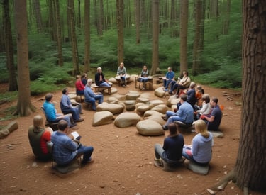 A group of people engaging in a supportive discussion.