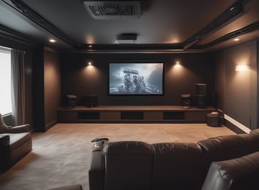 A man is seated at a table, working on a laptop in front of a bright yellow wall. The wall has a large collection of words related to technology, such as 'Information Technology' and 'Data'. A chair with a striped design is partially visible, and a notebook and phone rest on the table.