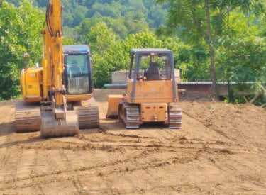 excavator and dozer getting ready to work