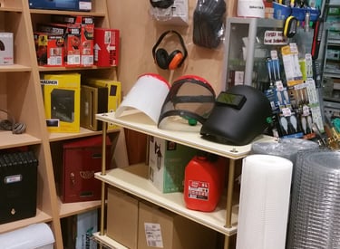 mallas, maquinaria, bombillas bidones, proteccion laboral y buzones