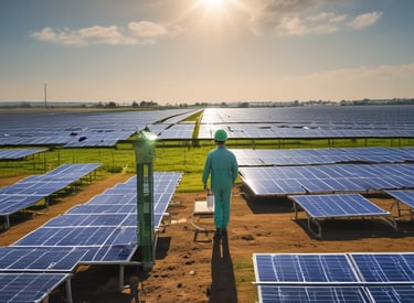 A professional inspector carefully examining industrial equipment with a clipboard in hand.