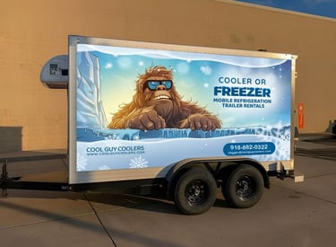 Picture of the Cool Guy Coolers mobile refrigerated trailer.