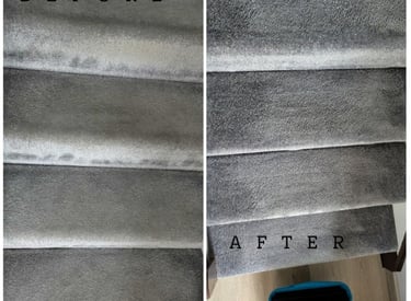 Stair carpet, before and after cleaning