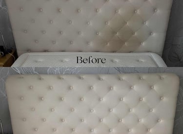 White bed, before and after cleaning