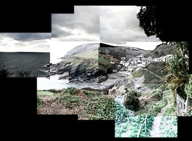 A joiner photo of a Cornish harbour