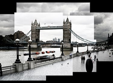 A photo joiner of Tower Bridge in London