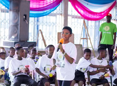 Youth answering questions on climate change