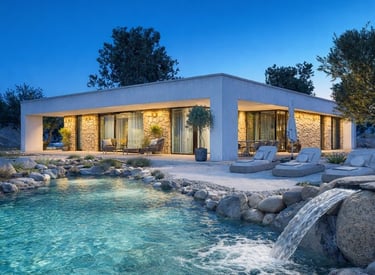 villa prefabbricata con piscina rocks design su latina