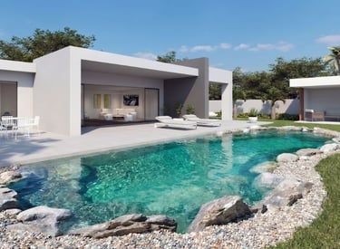 villa prefabbricata con piscina rocks design su roma