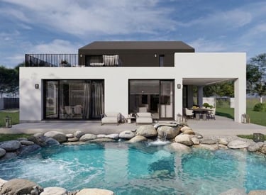 villa prefabbricata in legno con piscina rocks design roma